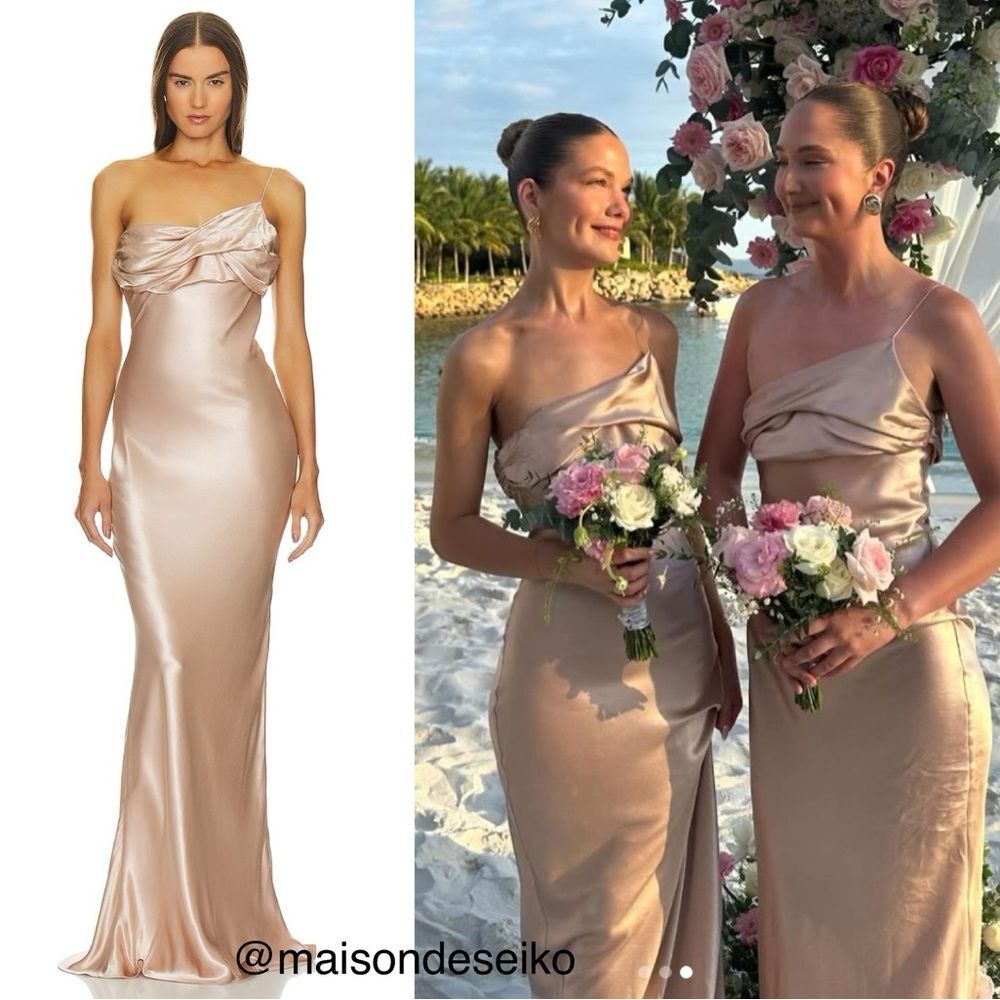 NWT Natalie Rolt Maxi Dress Tallara Gown Satin Dusty Pink Bridesmaid size 2/M